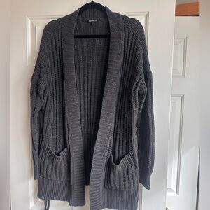 Express Dark Gray Cardigan with Side Tie Detail – Size S